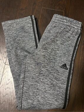 adidas Kids Gray Heather Joggers with Black Side Stripe